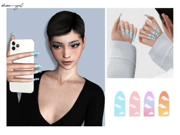 Alpha Jelly Cloud Nails - The Sims 4 Custom Content