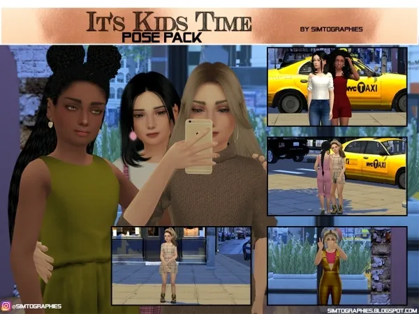 Alpha It's Kids Time Pose Pack - The Sims 4 Custom Content