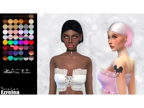 Alpha Ezrelea Hair Recolor ON1026 F made by Wings - The Sims 4 Custom Content