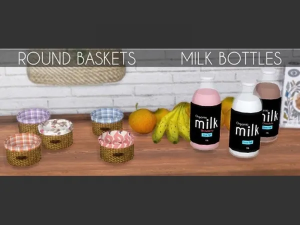 Alpha Milk Bottles Round Baskets - The Sims 4 Custom Content