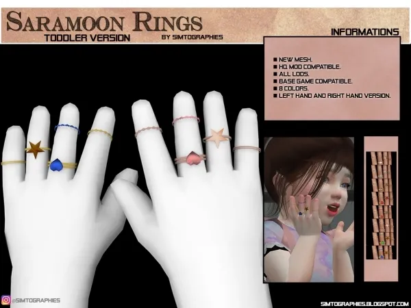 Alpha Saramoon Rings (Toddler) UPDATED - The Sims 4 Custom Content
