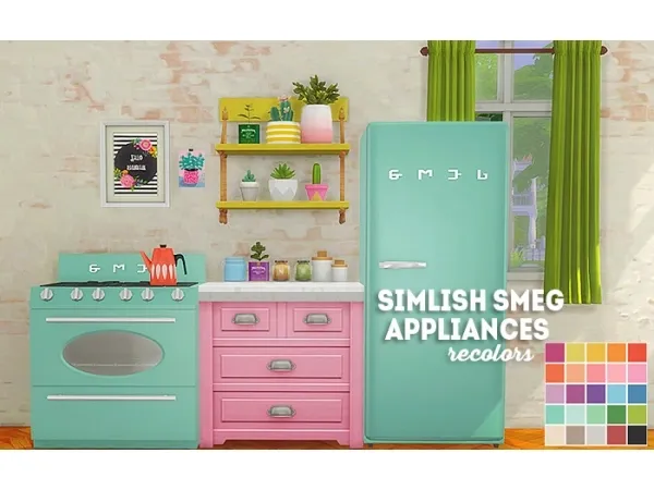 Maxis Match simlish smeg appliances recolors - The Sims 4 Custom Content