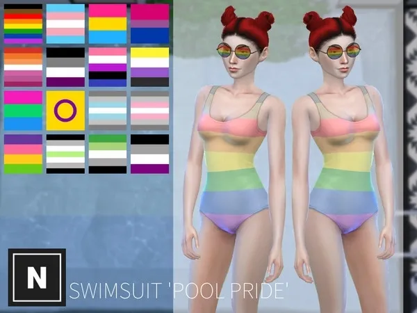 Maxis Match netsims pride set swimsuit and trunks - The Sims 4 Custom Content