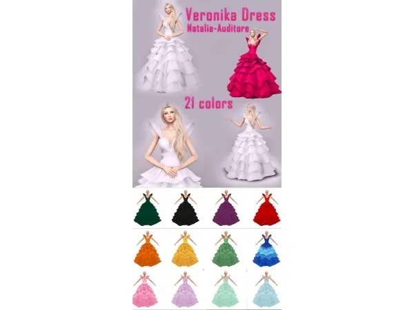Maxis Match Veronika dress Auditore by Natalia - The Sims 4 Custom Content