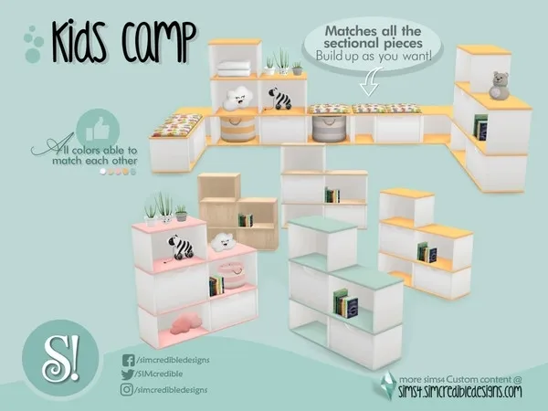 Kids Camping bookcase - The Sims 4 Custom Content