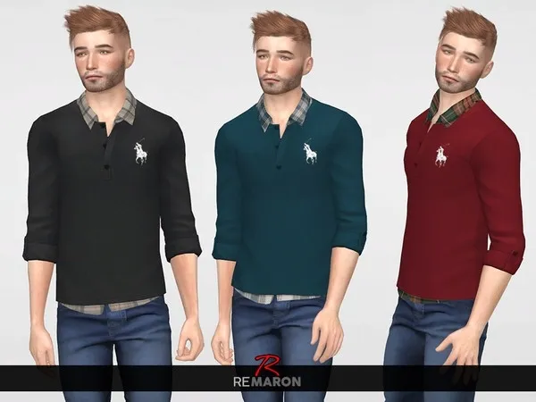 Alpha Ralph Lauren's Shirt Rolled Sleeve for Men - The Sims 4 Custom Content