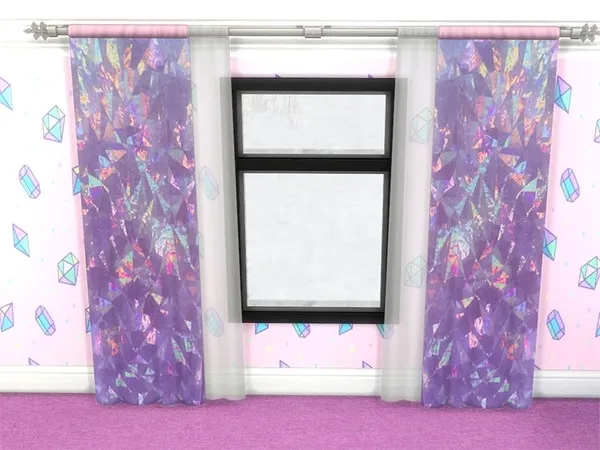 Alpha 80s themed Curtains Left - The Sims 4 Custom Content