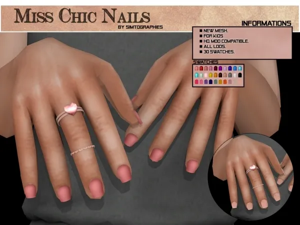 Alpha Miss Chic Nails by simtographies - The Sims 4 Custom Content