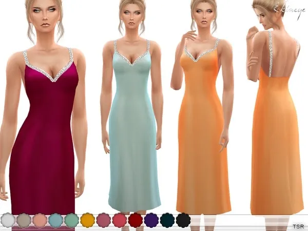 Maxis Match Backless Midi Dress With Beading - The Sims 4 Custom Content