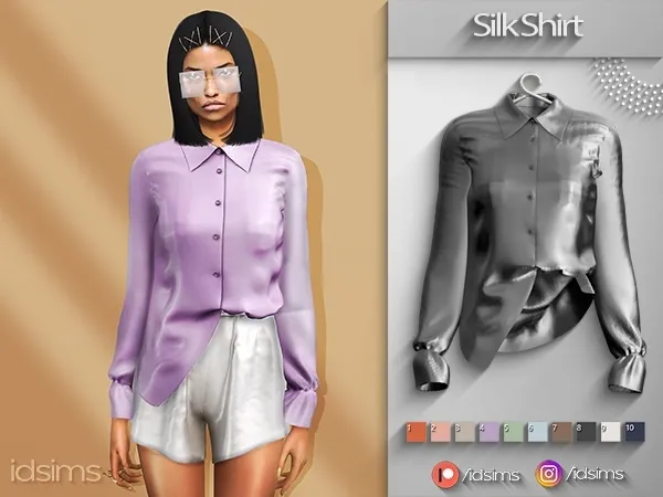 Alpha Silk Shirt by polygoncouture - The Sims 4 Custom Content