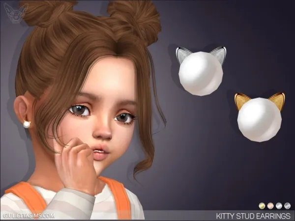 Alpha PEARL KITTY EARRINGS FOR TODDLERS - The Sims 4 Custom Content