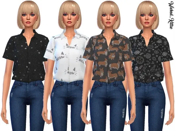 Alpha Wickedkittie Daisy Tucked Shirts Mesh Needed - The Sims 4 Custom Content
