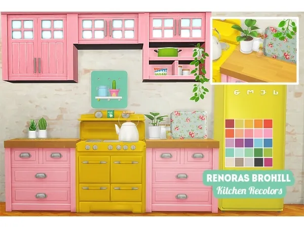 Maxis Match Renorasims Brohill kitchen recolors - The Sims 4 Custom Content