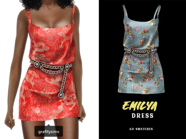 Alpha Emilya Dress by grafity-cc - The Sims 4 Custom Content