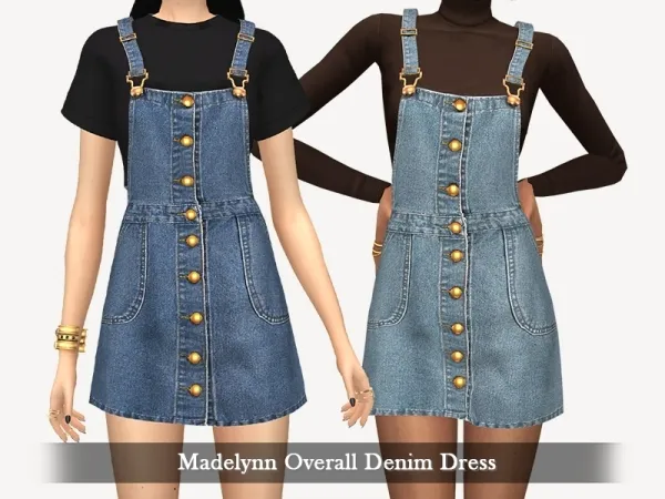 Alpha Madelynn Overall Denim Dress by grafity-cc - The Sims 4 Custom Content