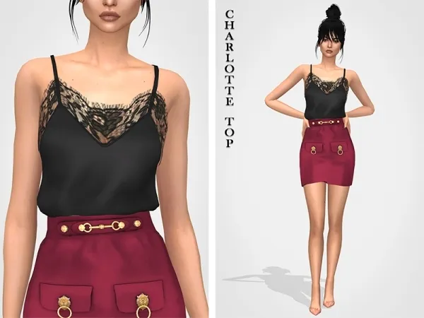 Alpha Charlotte Top by grafity-cc - The Sims 4 Custom Content