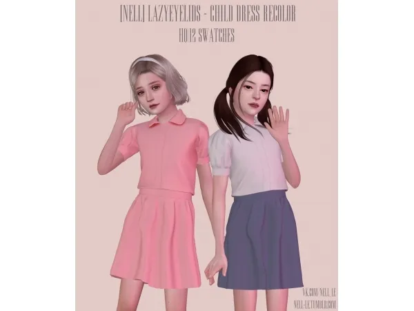 Alpha LazyEyelids Сhild Dress (Recolor) - The Sims 4 Custom Content