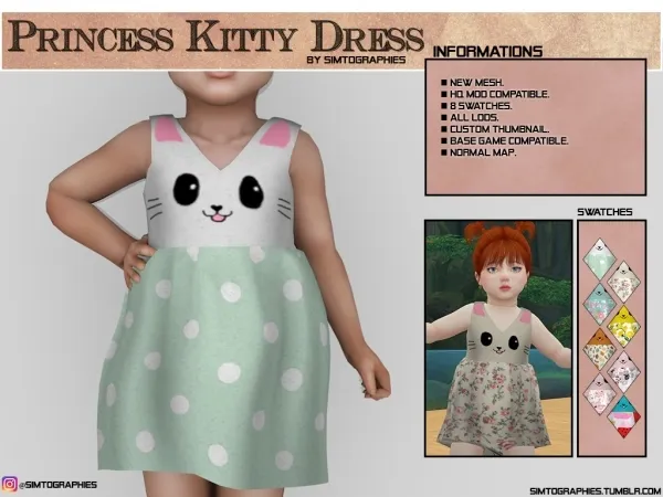 Alpha Princess Kitty Dress by simtographies - The Sims 4 Custom Content