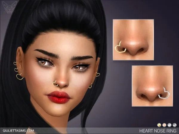 Alpha Heart Nose Piercing Set - The Sims 4 Custom Content