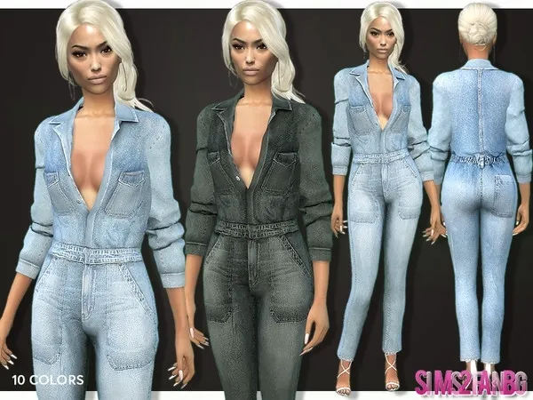 Alpha 396 Classic Denim Jumpsuit - The Sims 4 Custom Content
