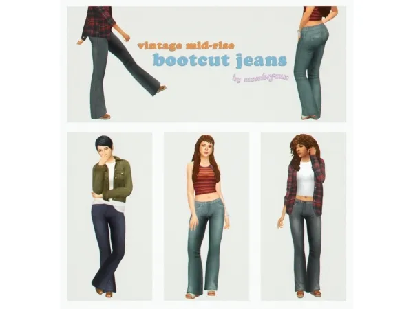 Maxis Match Vintage Mid rise Bootcut Jeans - The Sims 4 Custom Content