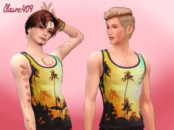 Alpha Klaus' Tropical Tank Top (Umbrella Academy) - The Sims 4 Custom Content