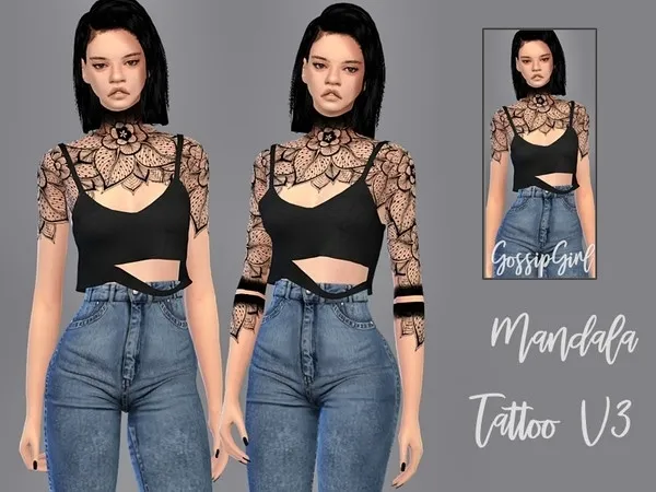 Mix Mandala Tattoo V3 - The Sims 4 Custom Content
