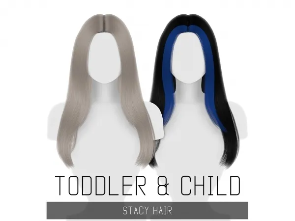 Alpha STACY HAIR TODDLER CHILD TWO TONE by simsfinds - The Sims 4 Custom Content