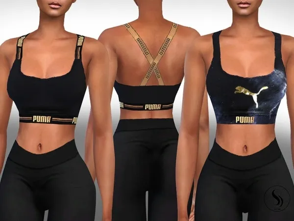 Alpha Golden Printed Athletic Bras - The Sims 4 Custom Content