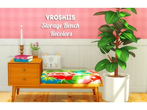 Maxis Match Vroshiis storage bench recolors - The Sims 4 Custom Content