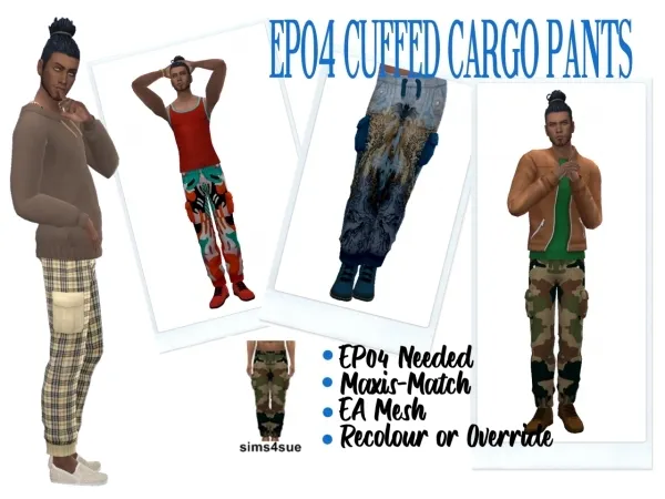 Maxis Match EP04 CUFFED CARGO PANTS (M) - The Sims 4 Custom Content
