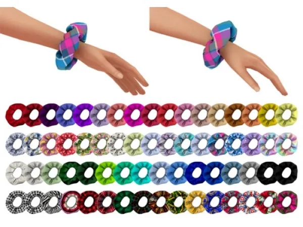Alpha scrunchie on wrist (solid) by palmtreesims4 - The Sims 4 Custom Content