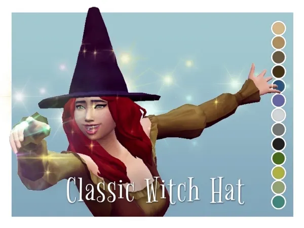 Maxis Match Philosimy Spellcaster Hat high pointy witch hat with brim - The Sims 4 Custom Content