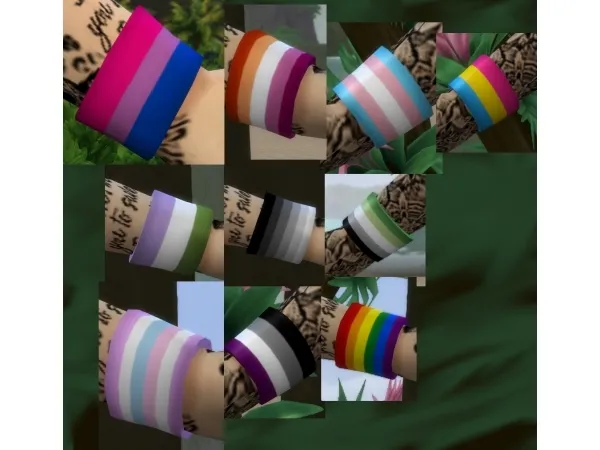Alpha Pride flag wristbands by LightningBolt - The Sims 4 Custom Content