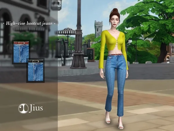 Alpha Jius High rise bootcut jeans - The Sims 4 Custom Content