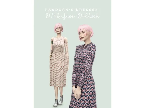 Alpha Pandoras Dresses 1973 Five OClock - The Sims 4 Custom Content