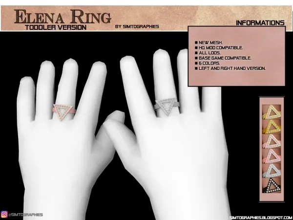 Alpha Elena Ring (Toddler) UPDATED - The Sims 4 Custom Content