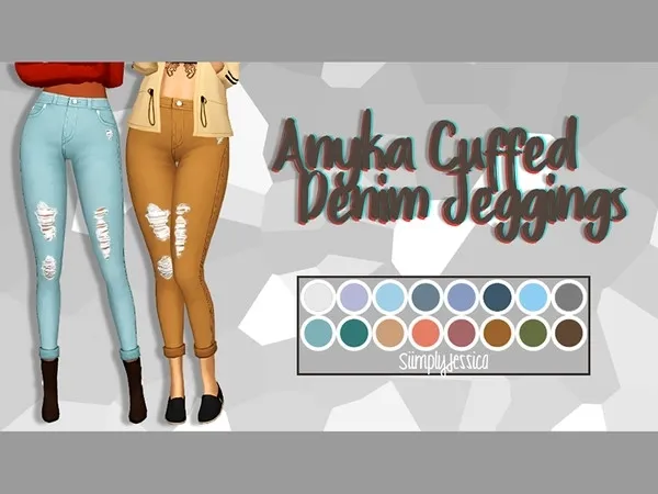 Maxis Match Anyka Cuffed Denim Jeans - The Sims 4 Custom Content
