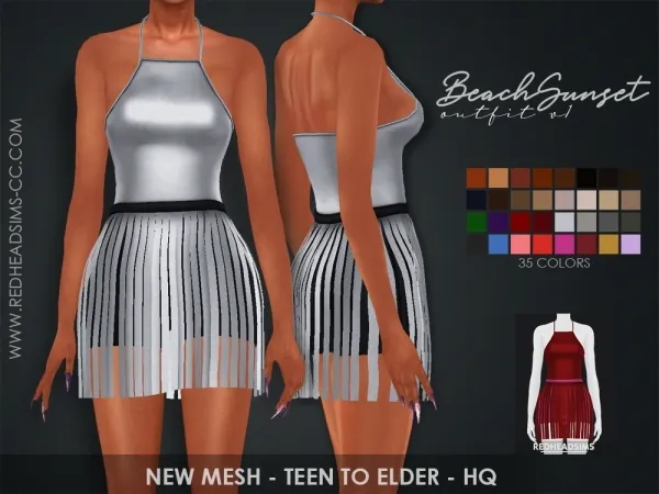 Alpha BEACH SUNSET OUTFIT V1 by redheadsims - The Sims 4 Custom Content