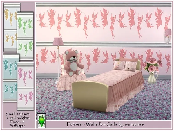 Alpha Fairies Walls for Girls by marcorse - The Sims 4 Custom Content