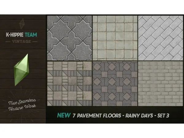 Alpha 7 PAVEMENT FLOORS RAINY DAYS SET 3 - The Sims 4 Custom Content