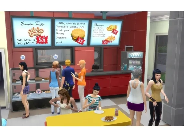 Alpha Menu bars in fast food restaraunts - The Sims 4 Custom Content