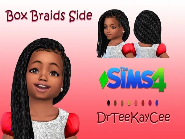 Alpha Box Braids Side for Toddler - The Sims 4 Custom Content