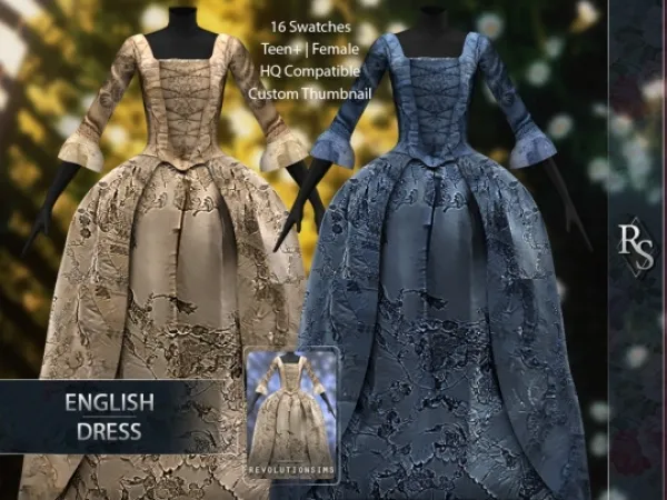 Alpha English Dress sims by revolution - The Sims 4 Custom Content