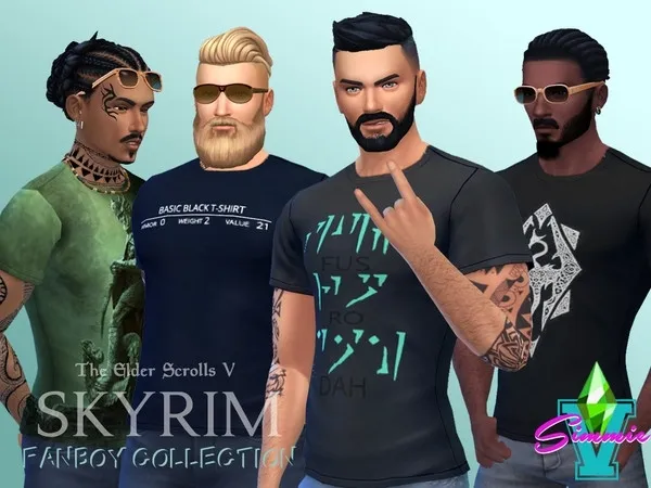 Alpha SimmieV Skyrim Fanboy Teez - The Sims 4 Custom Content