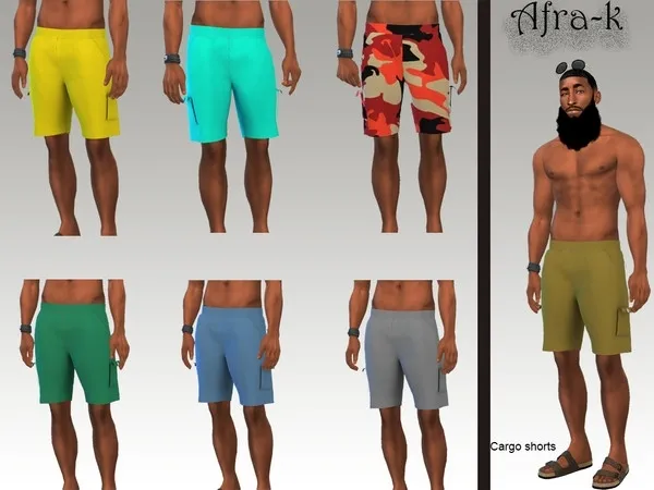 Maxis Match Afra k male cargo shorts - The Sims 4 Custom Content