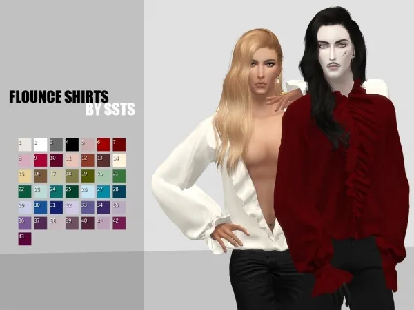 Alpha FLOUNCE SHIRTS by SSTS - The Sims 4 Custom Content