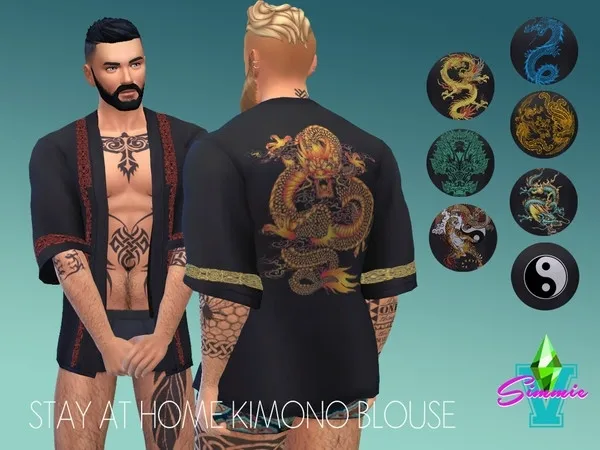 Alpha SimmieV SaH Kimono Blouse for Men - The Sims 4 Custom Content