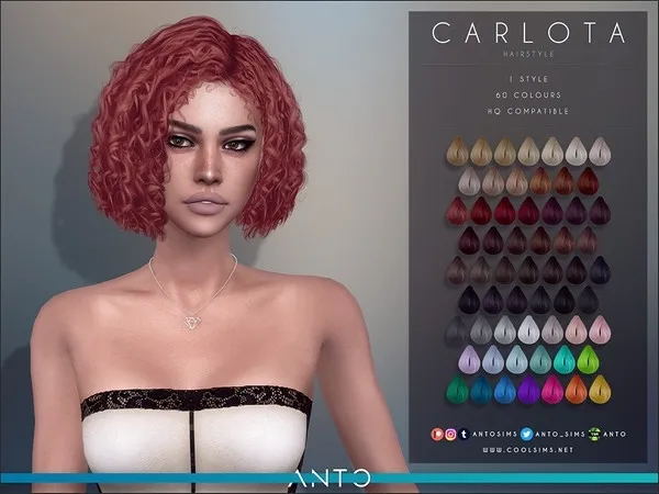 Alpha Anto Carlota (Hairstyle) - The Sims 4 Custom Content