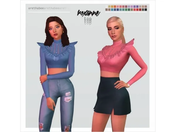 Maxis Match roxanne top by arethabee - The Sims 4 Custom Content